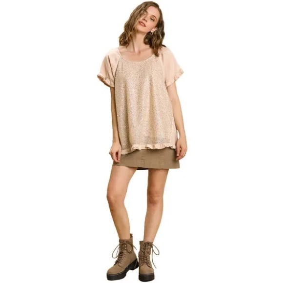 Umgee Satin Sequin Top- Size Medium - Picture 2 of 5